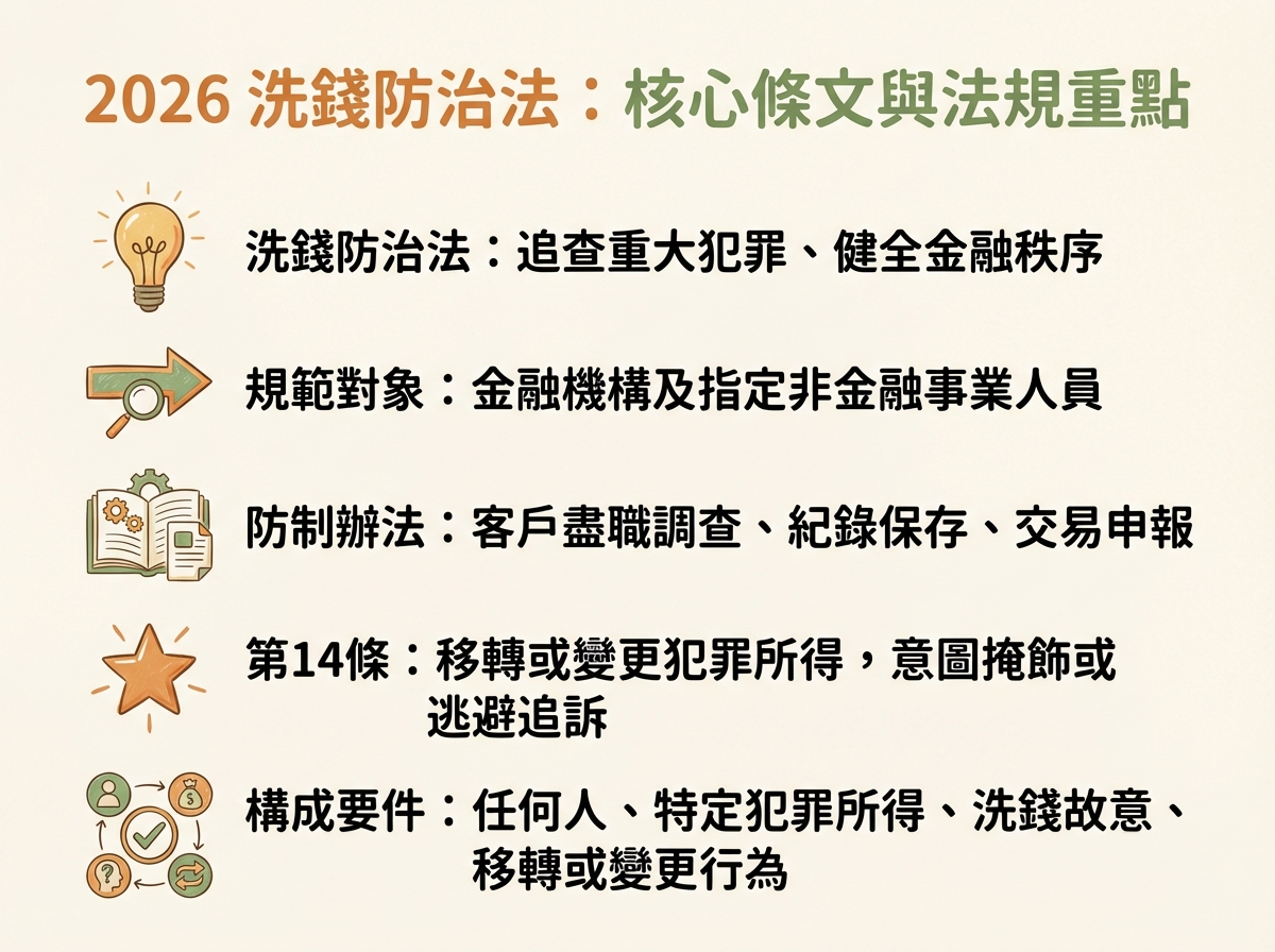 2026 洗錢防治法:核心條文與法規重點