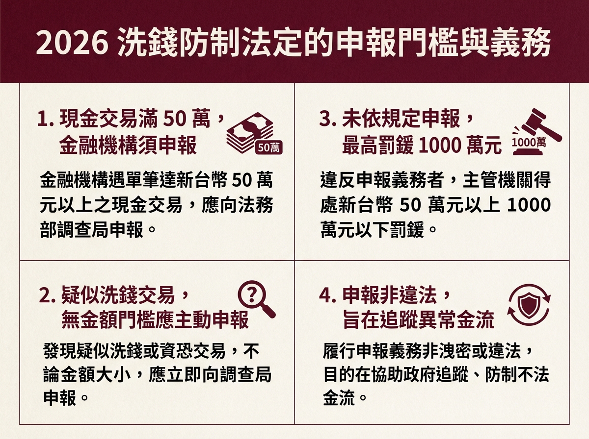 2026 洗錢防制法定的申報門檻與義務