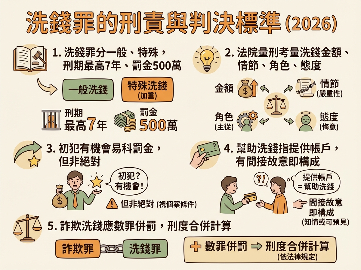 洗錢罪的刑責與判決標準 (2026)